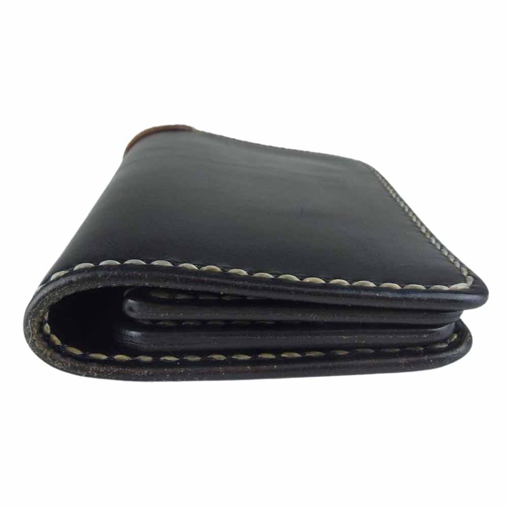 THE FLAT HEAD ザフラットヘッド レザー ミディアム ウォレット 財布 ブラック系【中古】