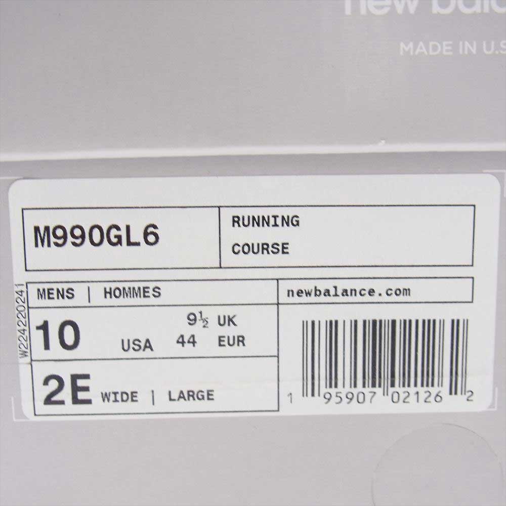 NEW BALANCE ニューバランス M990GL6 990 V6 Gray ローカット スニーカー グレー系 28㎝【中古】