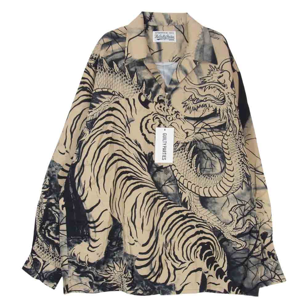 WACKO MARIA ワコマリア 22AW 22FW-WMS-HI04 × TIM LEHI ティムリーハイ TYPE4 ハワイアン アロハ 長袖 オープンカラー シャツ ベージュ系 XL【新古品】【未使用】【中古】