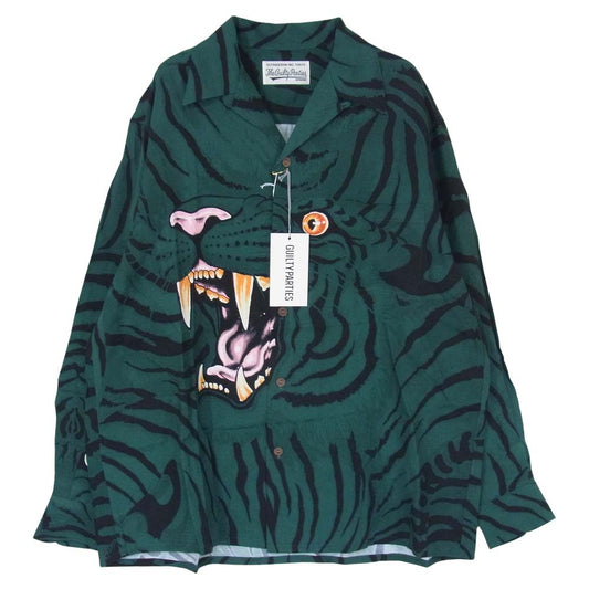 WACKO MARIA ワコマリア 22SS  TIMLEHI-WM-HI33 × TIM LEHI ティムリーハイ ハワイアン アロハ 長袖 オープンカラー シャツ グリーン系 M【新古品】【未使用】【中古】