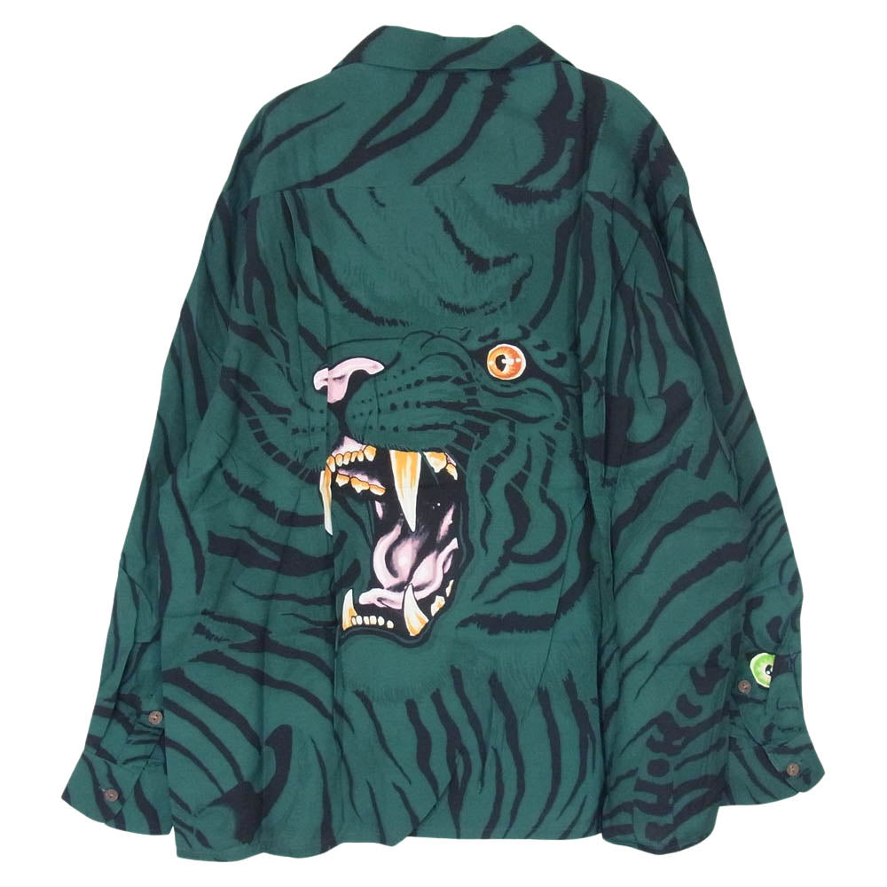 WACKO MARIA ワコマリア 22SS  TIMLEHI-WM-HI33 × TIM LEHI ティムリーハイ ハワイアン アロハ 長袖 オープンカラー シャツ グリーン系 M【新古品】【未使用】【中古】