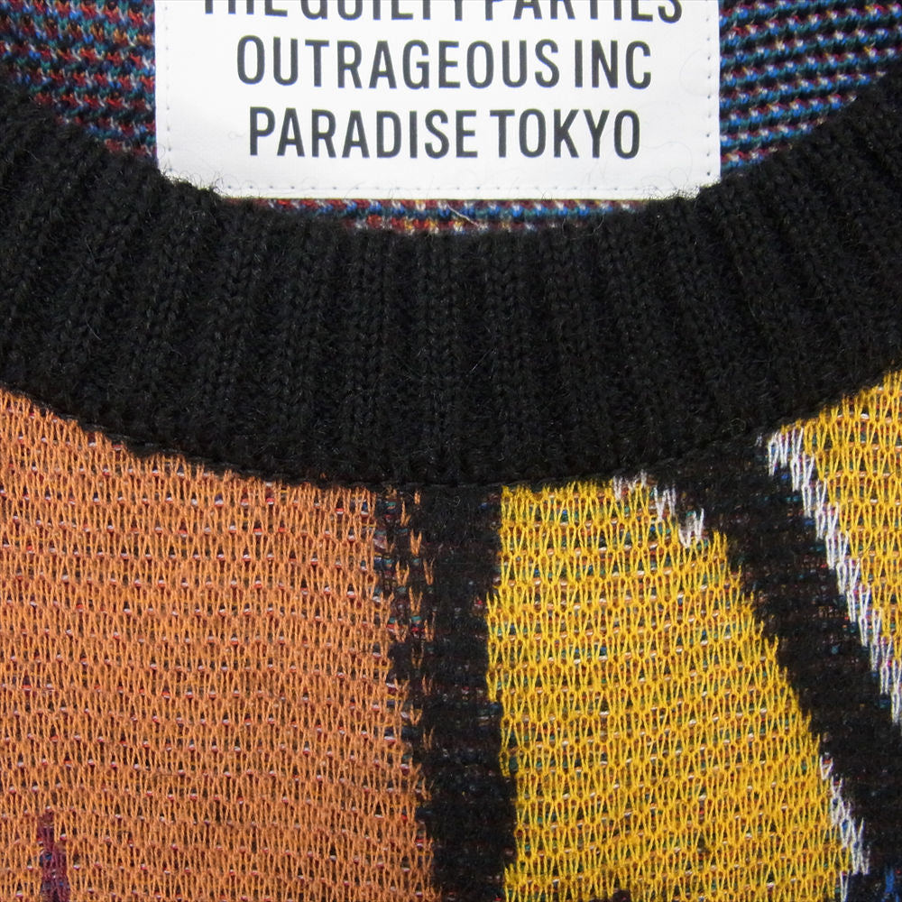 WACKO MARIA ワコマリア 22AW BASQUIAT-WM-KN02 JEAN MICHEL BASQUIAT CREW NECK SWEATER TYPE-2 バスキア モヘア ニット ジャガード セーター マルチカラー系 M【極上美品】【中古】