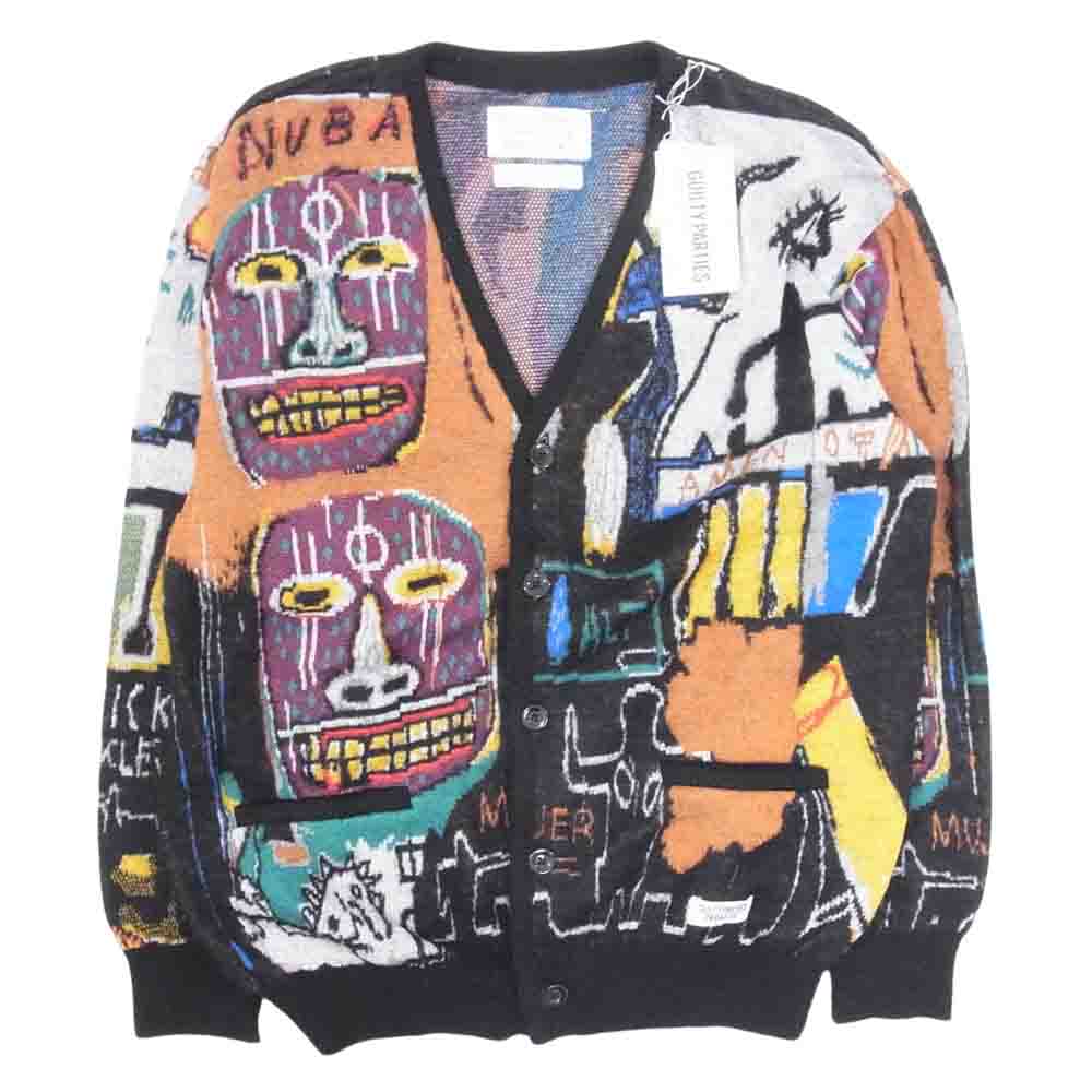 WACKO MARIA ワコマリア 22AW BASQUIAT-WM-KN05 JEAN-MICHEL BASQUIAT CARDIGAN TYPE-2 バスキア モヘア カーディガン マルチカラー系 L【極上美品】【中古】