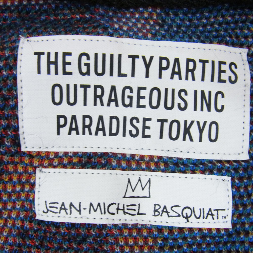 WACKO MARIA ワコマリア 22AW BASQUIAT-WM-KN05 JEAN-MICHEL BASQUIAT CARDIGAN TYPE-2 バスキア モヘア カーディガン マルチカラー系 L【極上美品】【中古】