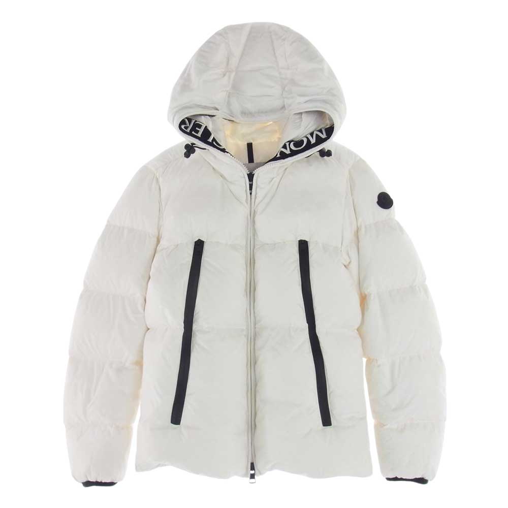 MONCLER モンクレール MONTCLA フーデッド ロゴ刺繍 ダブルジップ ダウンジャケット ホワイト系 1【中古】