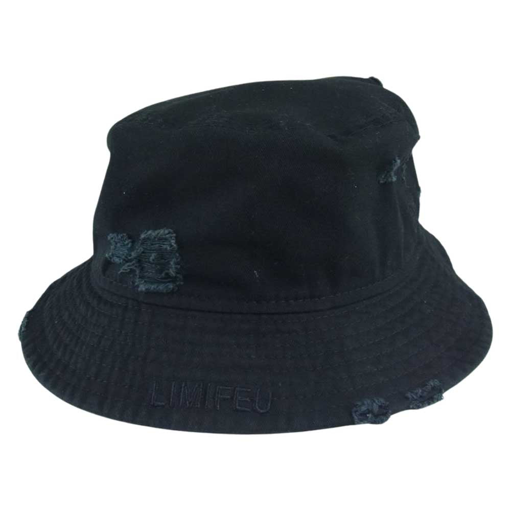 LIMI feu リミフゥ LZ-H13-086-1 NEW ERA ニューエラ ダメージ加工 バケットハット ブラック系 M/L【中古】
