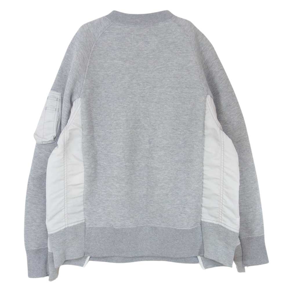 Sacai サカイ 18-01840M Sponge Sweat Pullover スポンジ生地 異素材ドッキング スウェット プルオーバー グレー系 M【中古】