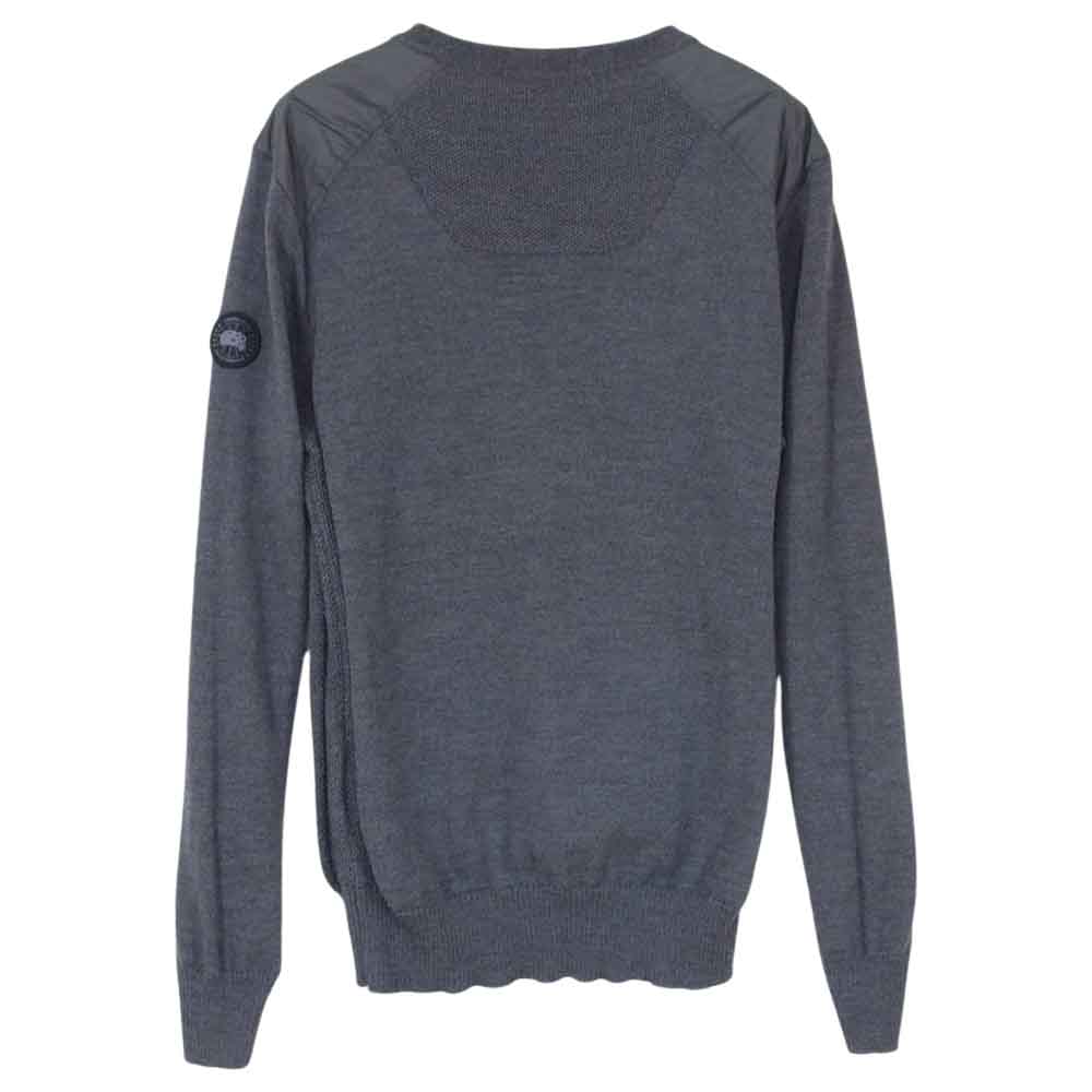 CANADA GOOSE カナダグース 6965M Mcleod V Neck Sweater 袖ロゴワッペン メリノウール Vネック ニット セーター ダークグレー系 S【中古】