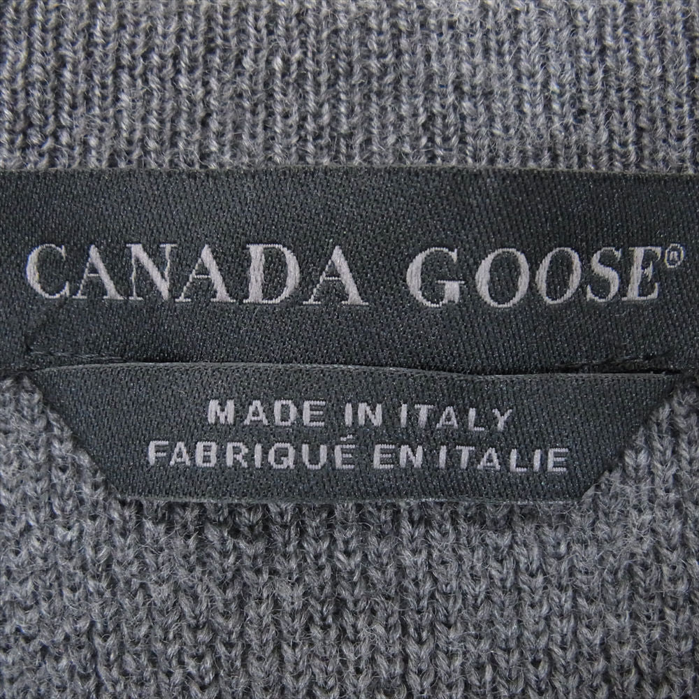 CANADA GOOSE カナダグース 6965M Mcleod V Neck Sweater 袖ロゴワッペン メリノウール Vネック ニット セーター ダークグレー系 S【中古】