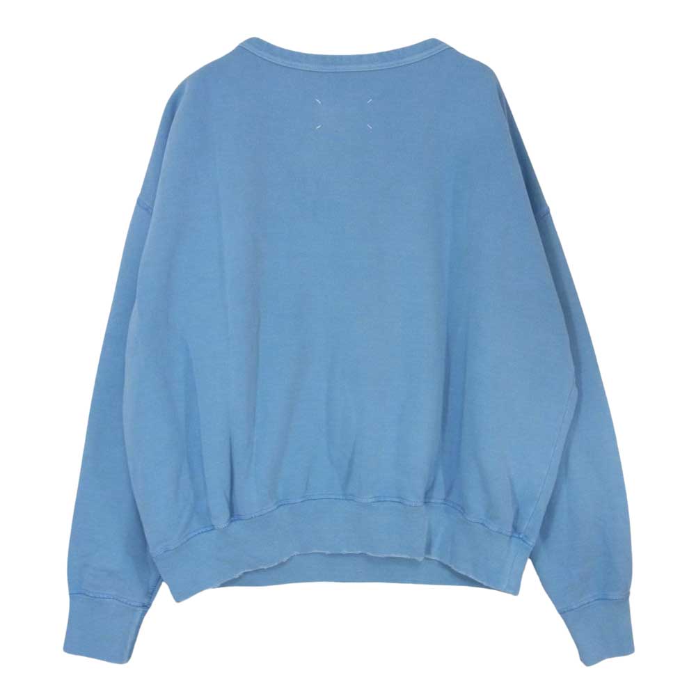 MAISON MARGIELA メゾンマルジェラ 23SS S50GU0207 ①⑩ライン ドロップショルダー クルーネック スウェット トレーナー ライトブルー系 XL【中古】