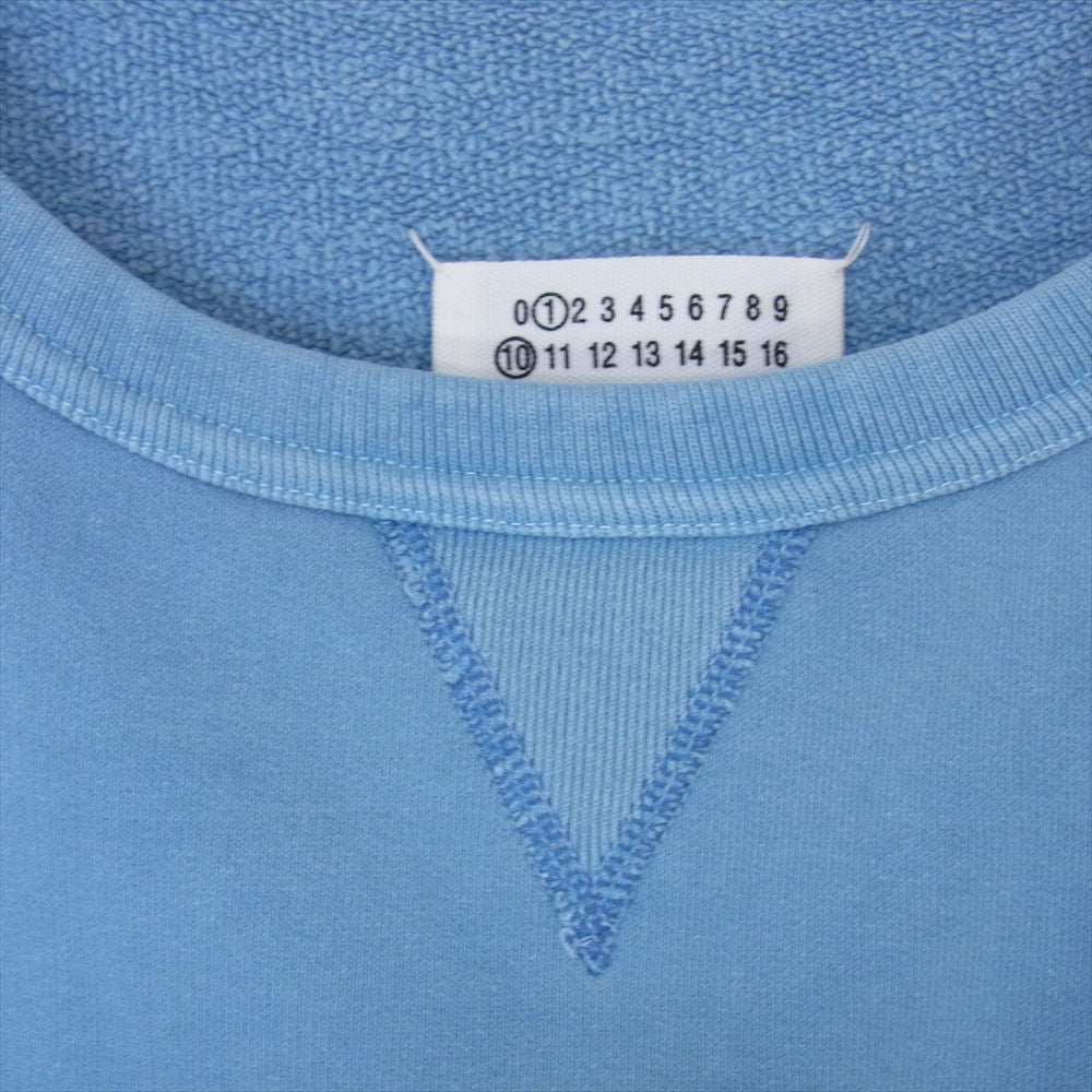 MAISON MARGIELA メゾンマルジェラ 23SS S50GU0207 ①⑩ライン ドロップショルダー クルーネック スウェット トレーナー ライトブルー系 XL【中古】