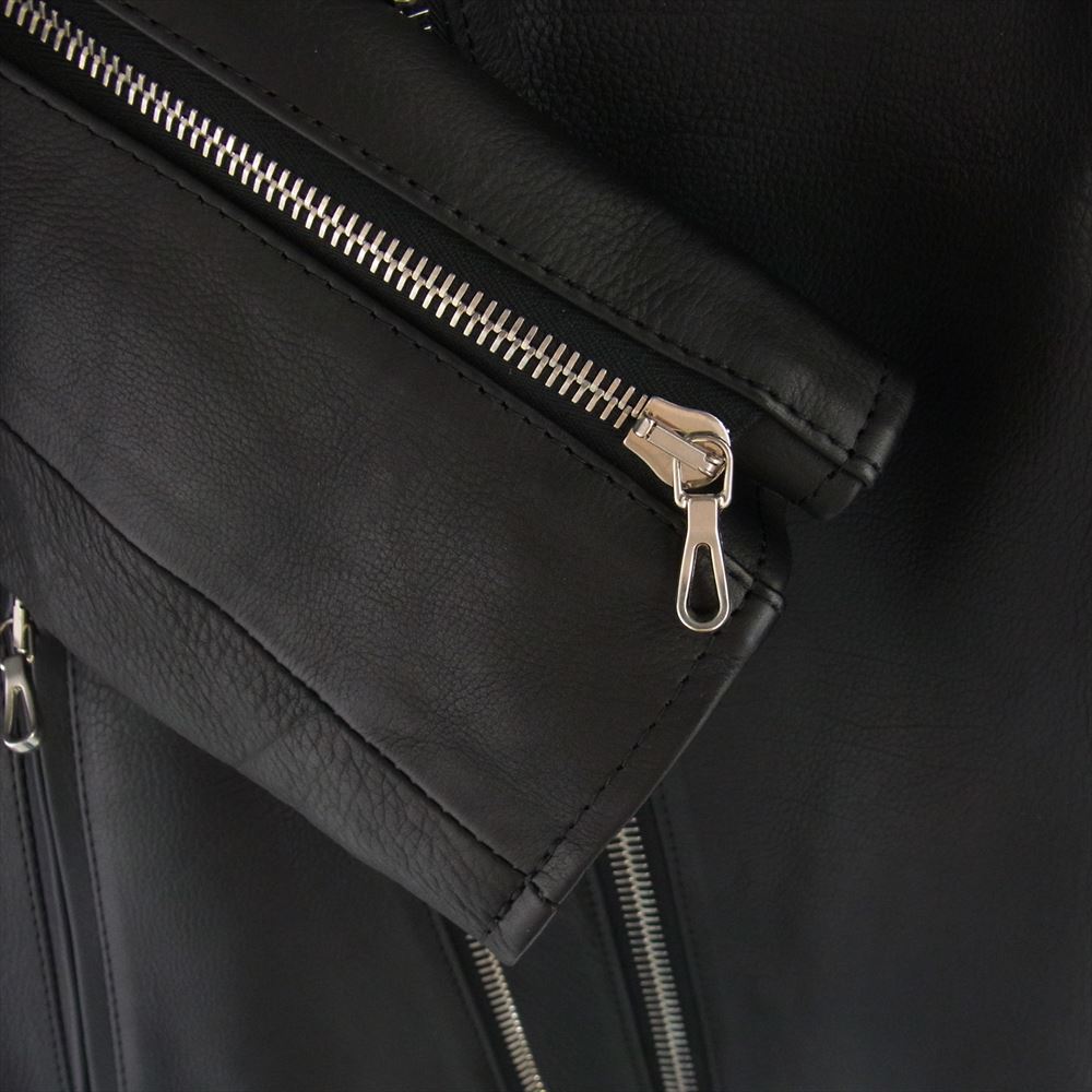 STRUM ストラム STL045-02 OIL CALF LEATHER W-ZIPPER RIDERS JKT 地生オイルカーフ レザー ダブルライダース ジャケット ブラック系 XL【中古】