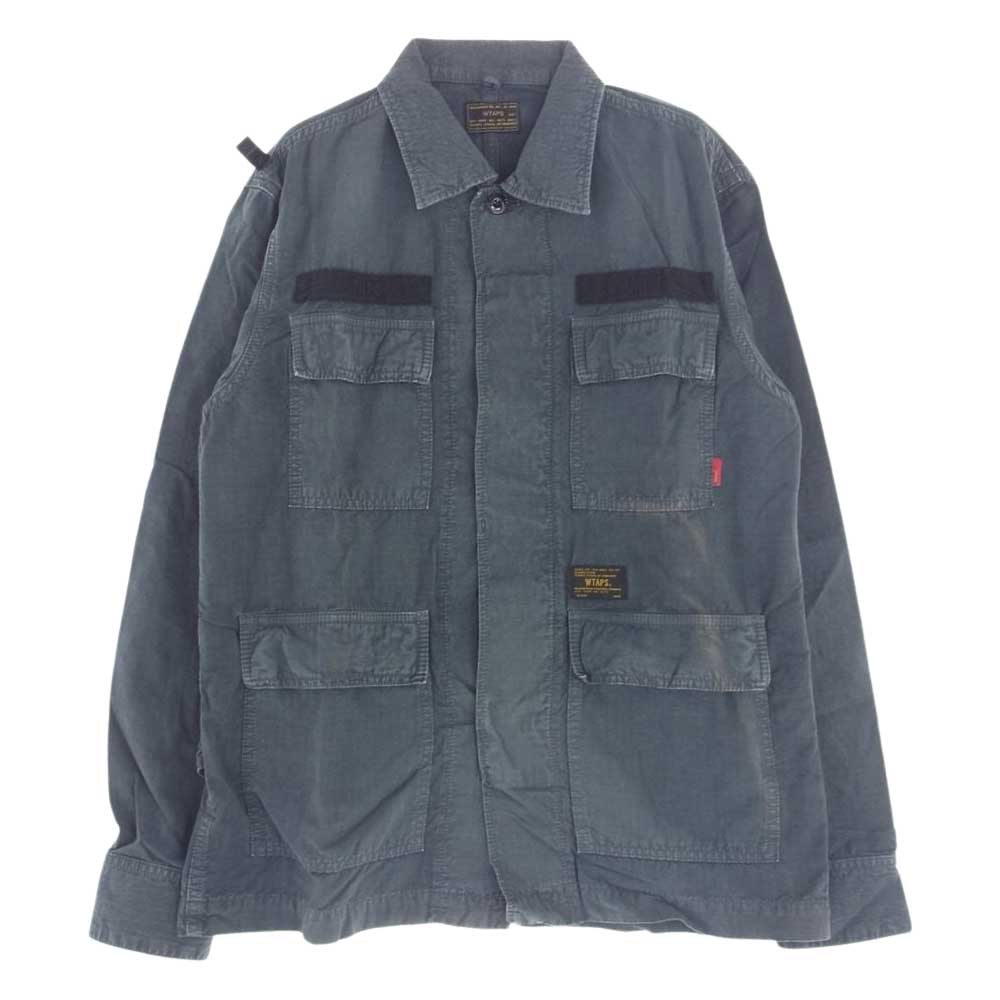 WTAPS ダブルタップス 15SS 151GWDT-SHM01 JUNGLE L/S SHIRTS ジャングル ミリタリー シャツ ネイビー ダークグレー系 2【中古】