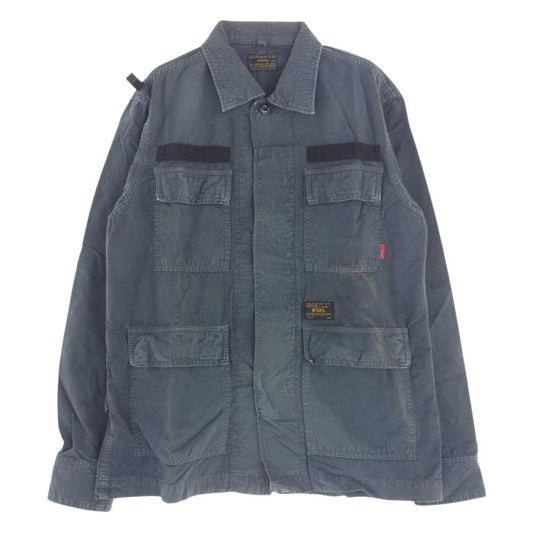 WTAPS ダブルタップス 15SS 151GWDT-SHM01 JUNGLE L/S SHIRTS ジャングル ミリタリー シャツ ネイビー ダークグレー系 2【中古】