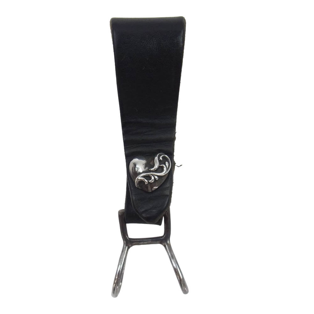 CHROME HEARTS クロムハーツ（原本無） BELT LOOP ハート ボール ボタン レザー ベルトループ ブラック系【中古】
