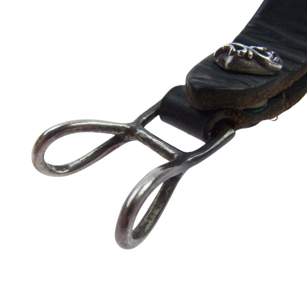 CHROME HEARTS クロムハーツ（原本無） BELT LOOP ハート ボール ボタン レザー ベルトループ ブラック系【中古】