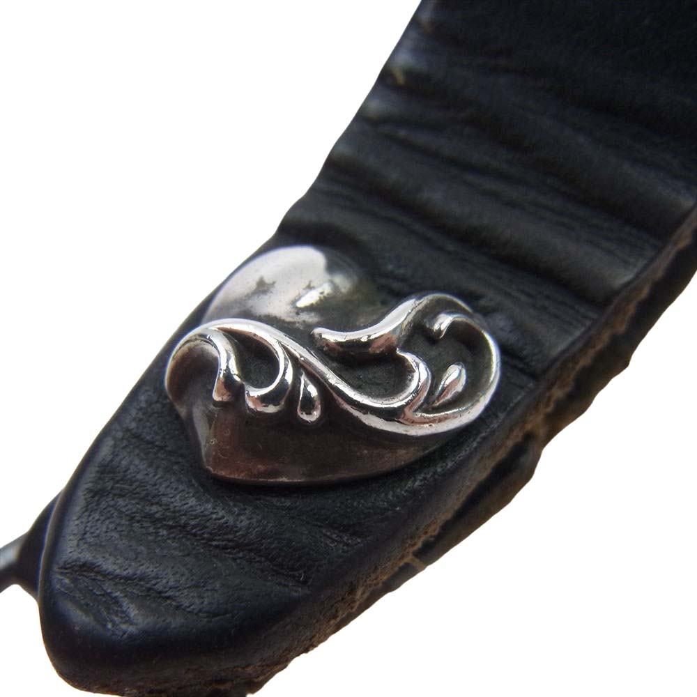 CHROME HEARTS クロムハーツ（原本無） BELT LOOP ハート ボール ボタン レザー ベルトループ ブラック系【中古】