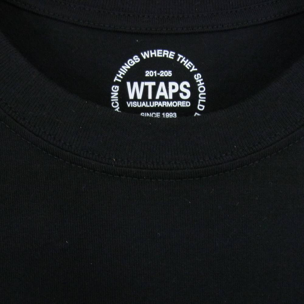 WTAPS ダブルタップス SCREEN スクリーン ロゴ プリント ロングスリーブ Tシャツ ロンT ブラック ブラック系 ②【中古】