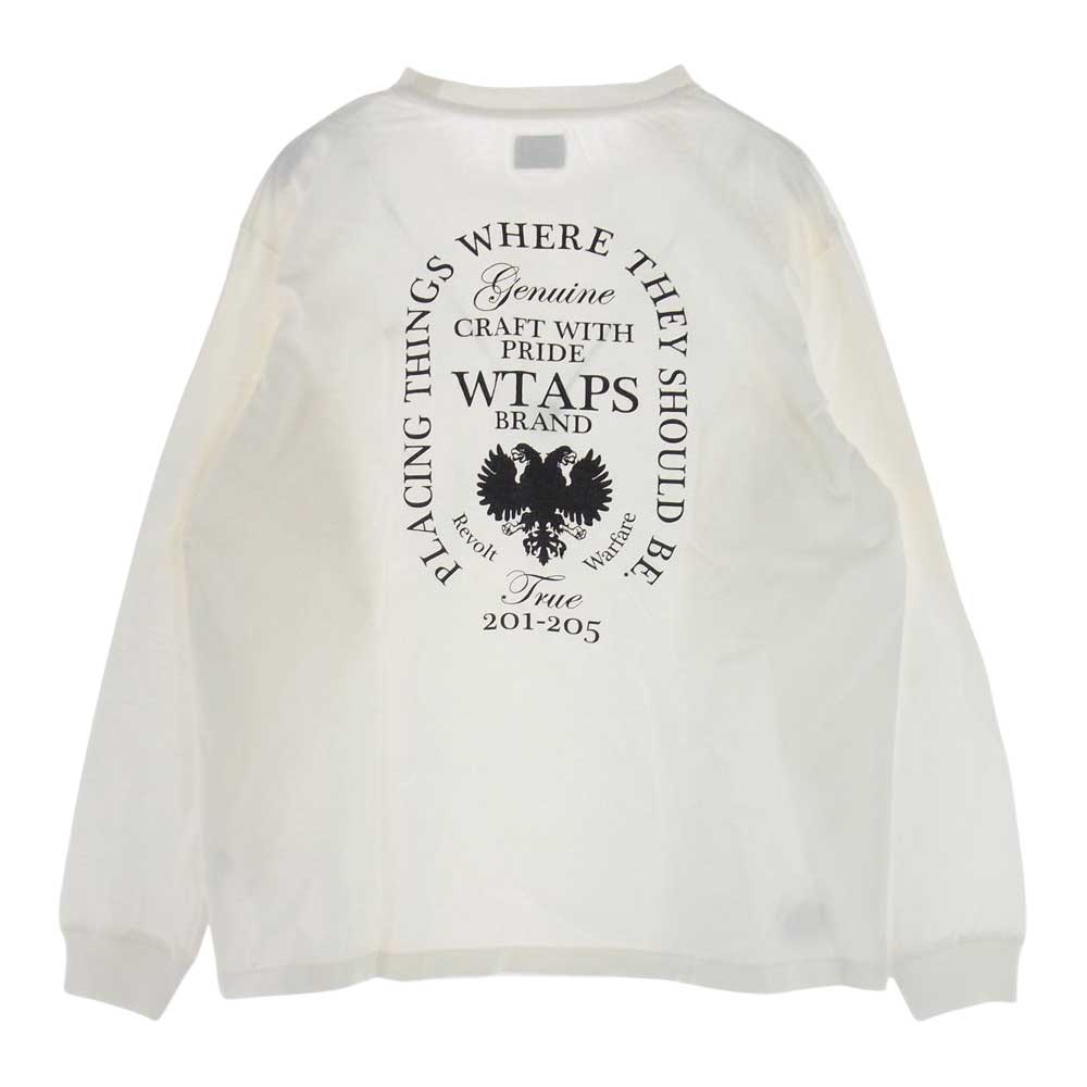 WTAPS ダブルタップス 171ATDT-CSM07 DESIGN LS HERALDRY/TEE.COTTON.LOOPWHEEL 長袖 Tシャツ ホワイト ホワイト系 medium【中古】