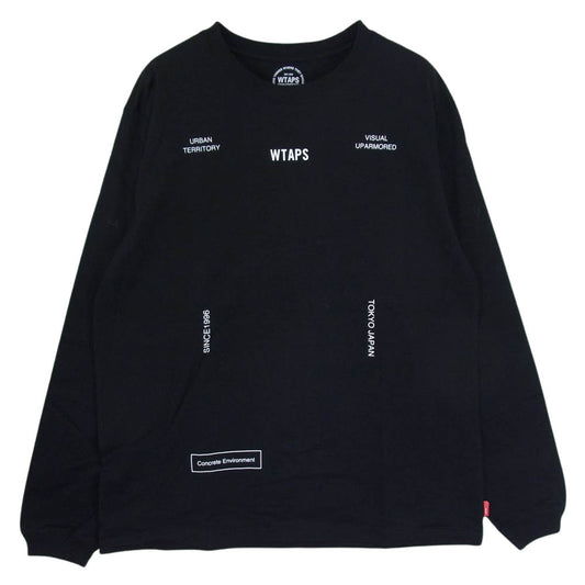 WTAPS ダブルタップス SCREEN スクリーン ロゴ プリント ロングスリーブ Tシャツ ロンT ブラック系 2【中古】