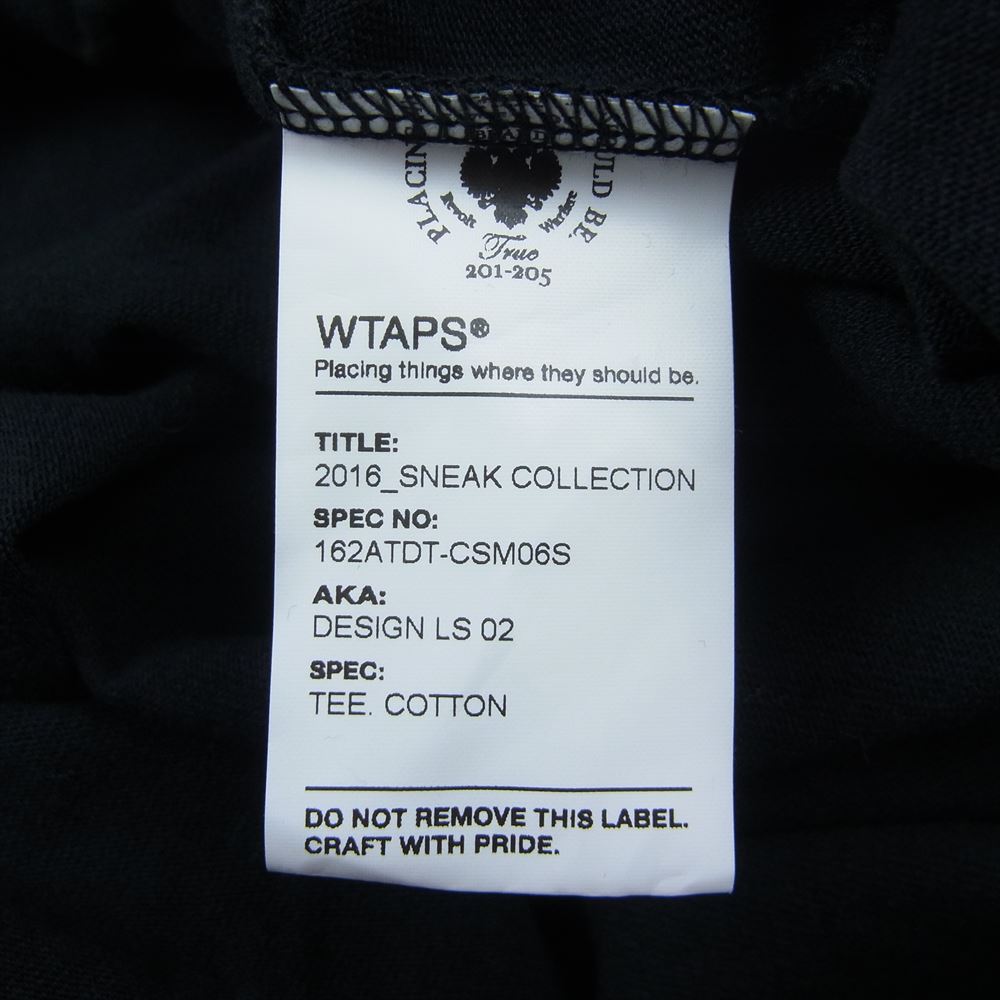 WTAPS ダブルタップス 162ATDT-CSM06S LONG SLEEVE DESIGN 02 TEE クロスボーン 長袖 Tシャツ ブラック系 S【中古】