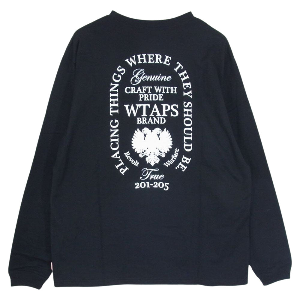 WTAPS ダブルタップス 17SS HERALDRY SCREEN L/S TEE 長袖 Tシャツ ブラック系 2【中古】
