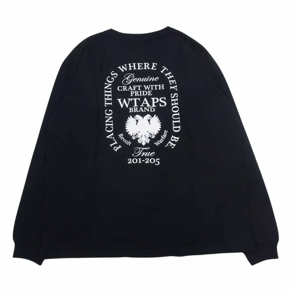 WTAPS ダブルタップス 171ATDT-CSM07 DESIGN LS HERALDRY/TEE.COTTON.LOOPWHEEL 長袖 Tシャツ ブラック系 M【中古】