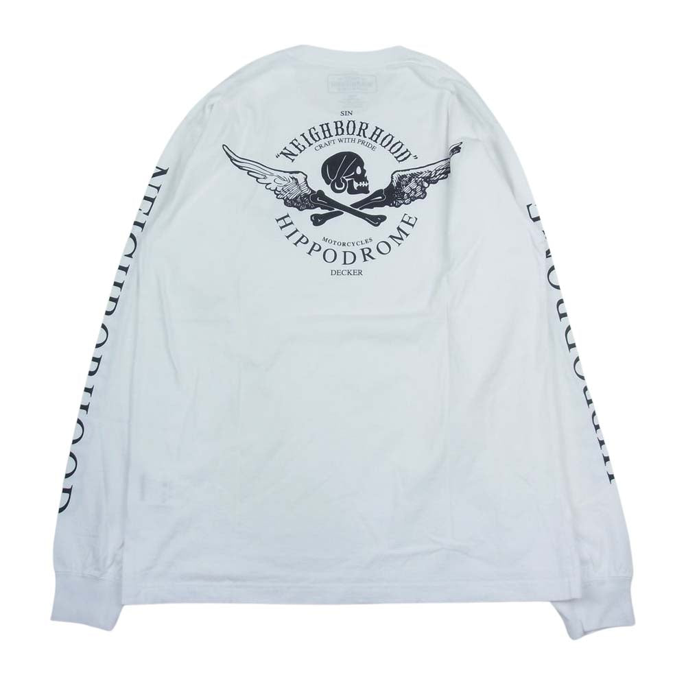 NEIGHBORHOOD ネイバーフッド × HIPPODROME STUDIO Jeff Decker スカルボーン ロングスリーブ Tシャツ ホワイト系 Large【中古】