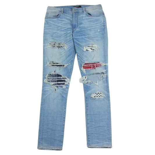 アミリ MAX13-DST 国内正規品 ペイズリー柄 バンダナ ダメージ加工 デニムパンツ ジーンズ ブルー インディゴブルー系 31【中古】