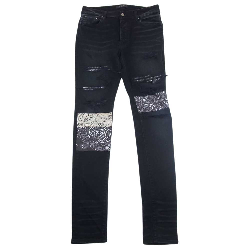 アミリ SR1PS22MDS140SAMDSI 国内正規品 VINTAGE BANDANA ARTPATCH JEAN ヴィンテージバンダナ アートパッチ デニムパンツ ブラック系 31【中古】