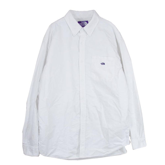 THE NORTH FACE ノースフェイス NT3050N PURPLE LABEL パープルレーベル オックスフォード ロゴ刺繍 シャツ 長袖 ホワイト系 L【中古】