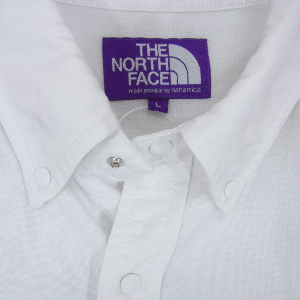 THE NORTH FACE ノースフェイス NT3050N PURPLE LABEL パープルレーベル オックスフォード ロゴ刺繍 シャツ 長袖 ホワイト系 L【中古】