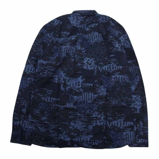 BURBERRY バーバリー 国内正規品 ロンドンイングランド グラフィック ペイント 総柄 長袖 シャツ ネイビー系 L【新古品】【未使用】【中古】