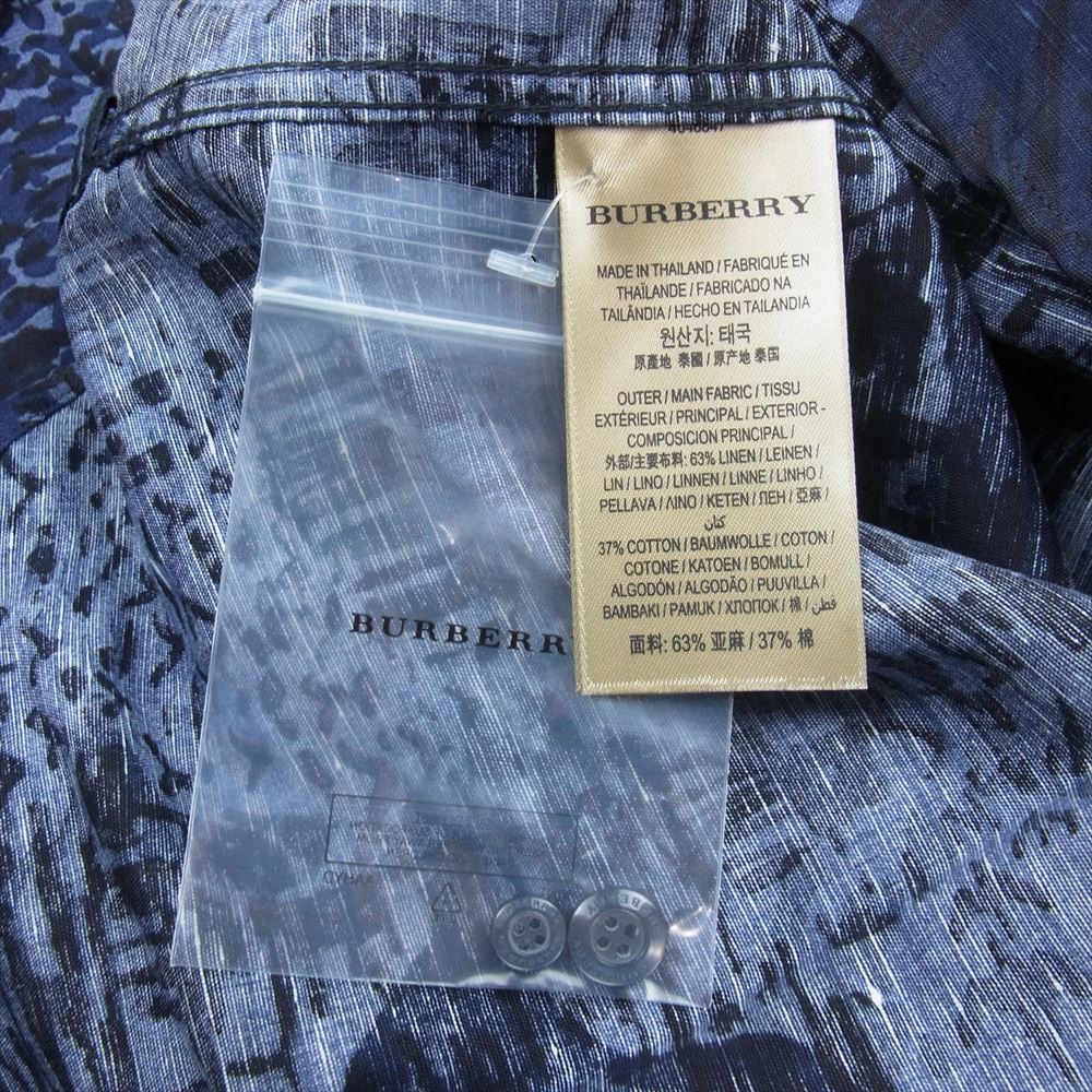 BURBERRY バーバリー 国内正規品 ロンドンイングランド グラフィック ペイント 総柄 長袖 シャツ ネイビー系 L【新古品】【未使用】【中古】