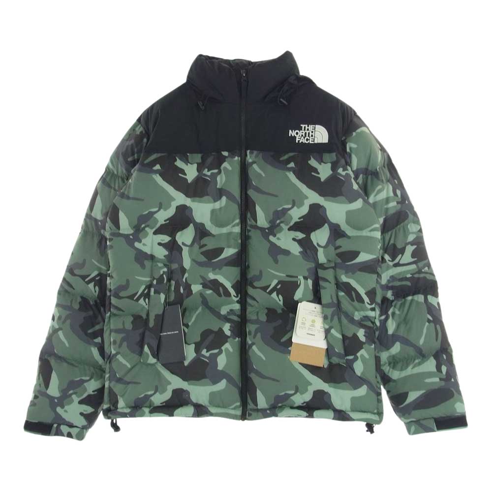 THE NORTH FACE ノースフェイス ND91842  国内正規品 Novelty Nuptse Jacket Camo ノベルティー ヌプシ カモ 総柄 ダウンジャケット モスグリーン系 ブラック系 XL【新古品】【未使用】【中古】