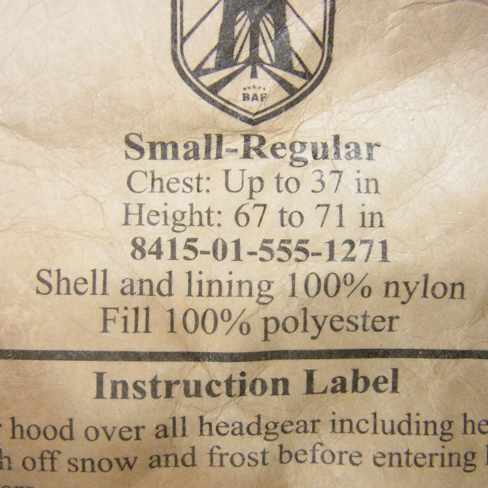 アメリカ軍 BROOKLYN ARMED FORCES B.A.F GENIII Level 7 PRIMALOFT JACKET レベル7 プリマロフト 中綿 ジャケット カーキ系 S【中古】