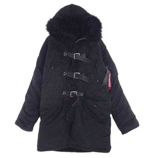 ISAMUKATAYAMA BACKLASH イサムカタヤマバックラッシュ 22AW TA0335-9001 × ALPHA INDUSTRIES アルファインダストリーズ フライト ジャケット ナイロン ファー 裏ボア ブラック系 L【美品】【中古】