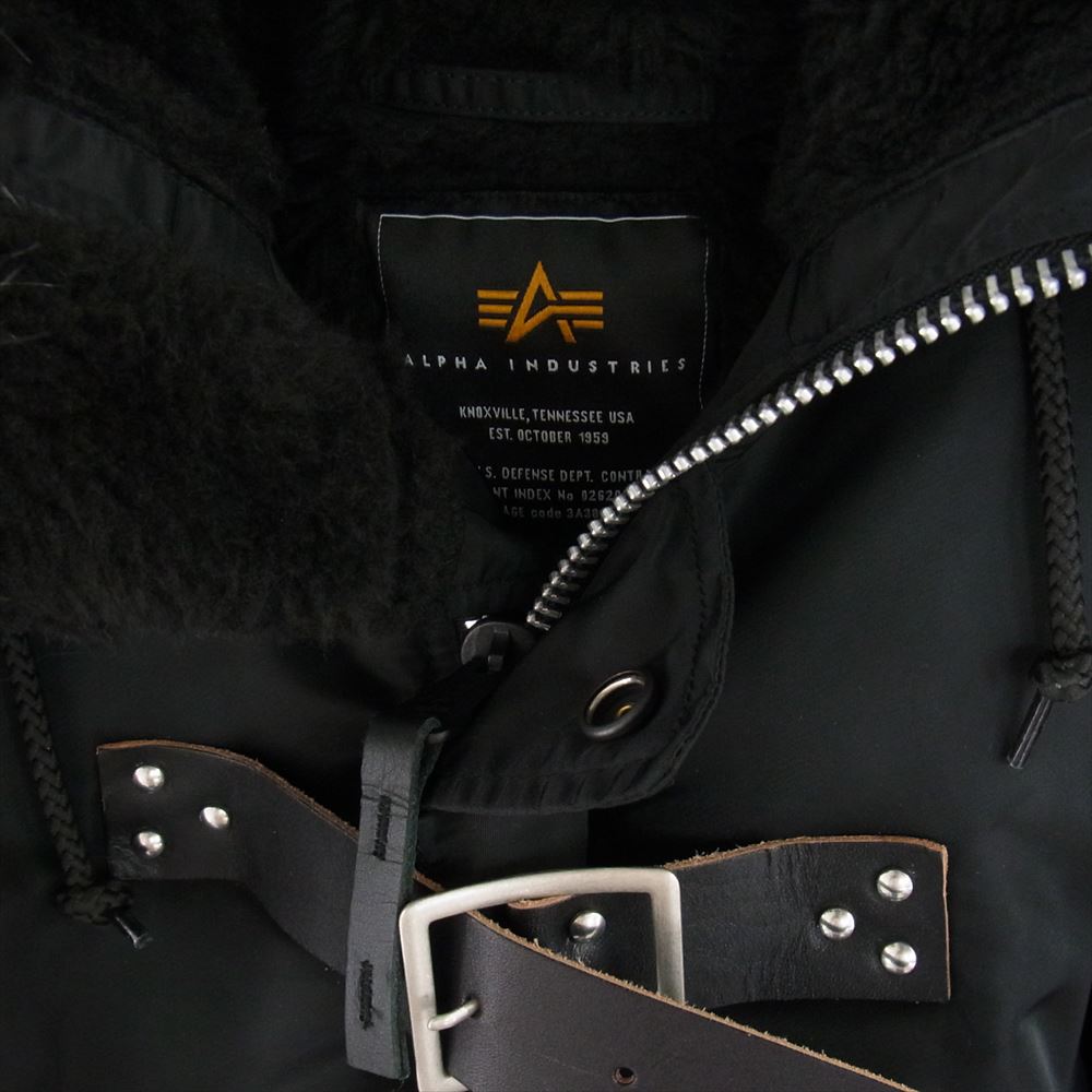 ISAMUKATAYAMA BACKLASH イサムカタヤマバックラッシュ 22AW TA0335-9001 × ALPHA INDUSTRIES アルファインダストリーズ フライト ジャケット ナイロン ファー 裏ボア ブラック系 L【美品】【中古】