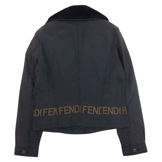 FENDI フェンディ オールド ロゴ ファー トラック ジャケット ダークグレー系 S【中古】