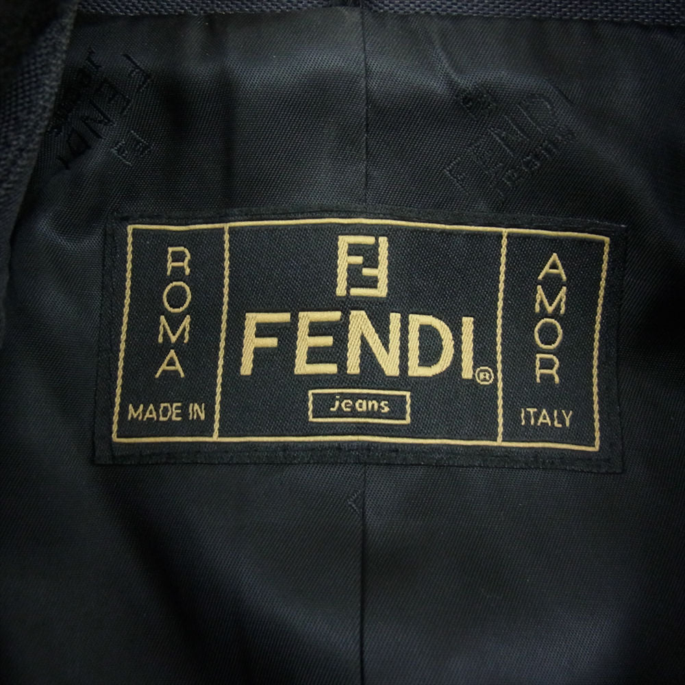 FENDI フェンディ オールド ロゴ ファー トラック ジャケット ダークグレー系 S【中古】