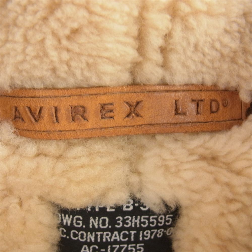 AVIREX アヴィレックス AC-17755 B-3 シープスキン ムートン フライト ジャケット ブラウン系 42【中古】