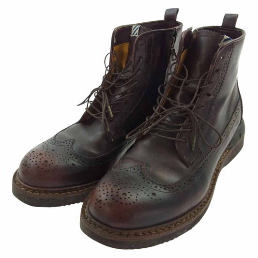 VISVIM ビズビム PATRICIAN MID-FOLK パトリシアン ミッド フォーク ウイングチップ メダリオン サイドジップ ブーツ ダークブラウン系 9.5【中古】