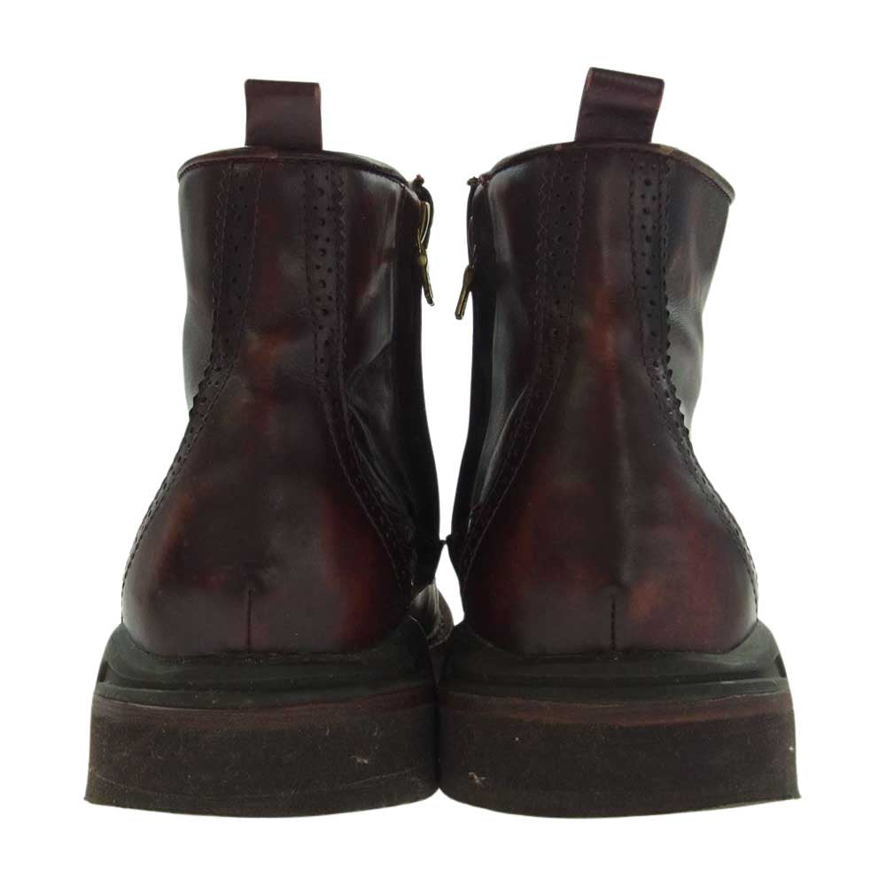 VISVIM ビズビム PATRICIAN MID-FOLK パトリシアン ミッド フォーク ウイングチップ メダリオン サイドジップ ブーツ ダークブラウン系 9.5【中古】