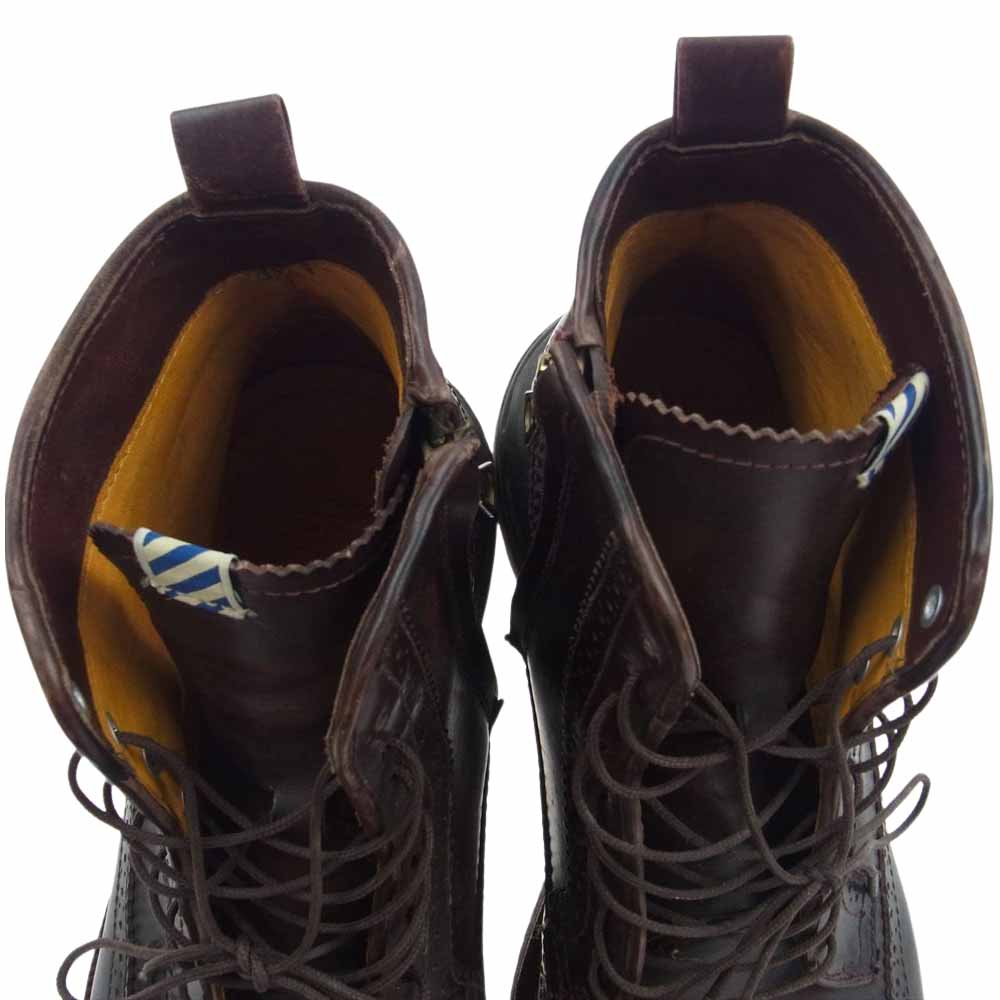 VISVIM ビズビム PATRICIAN MID-FOLK パトリシアン ミッド フォーク ウイングチップ メダリオン サイドジップ ブーツ ダークブラウン系 9.5【中古】