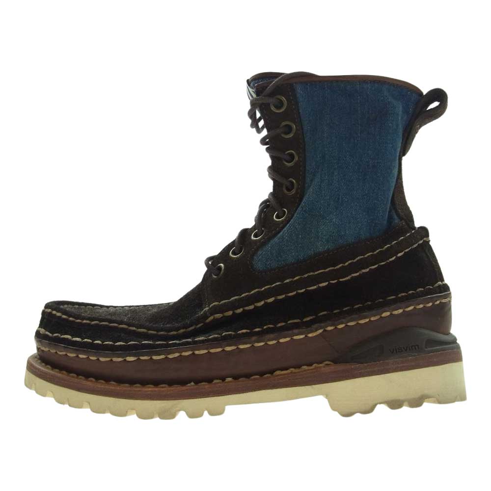 VISVIM ビズビム GRIZZLY BOOTS MID-FOLK グリズリー ミッ ドフォーク インディゴデニム スエード レザー ワーク ブーツ ブラック系 インディゴブルー系 09【中古】