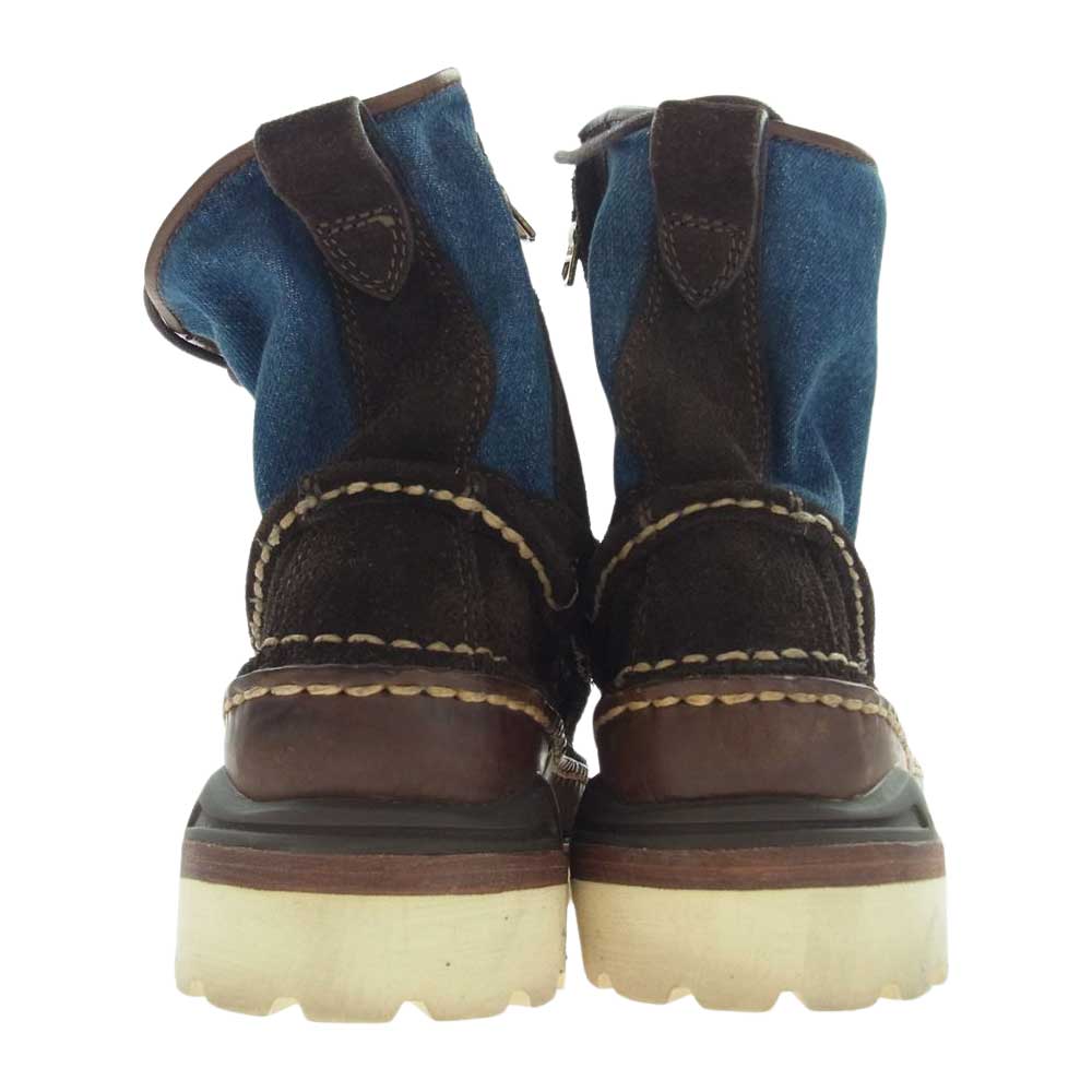 VISVIM ビズビム GRIZZLY BOOTS MID-FOLK グリズリー ミッ ドフォーク インディゴデニム スエード レザー ワーク ブーツ ブラック系 インディゴブルー系 09【中古】