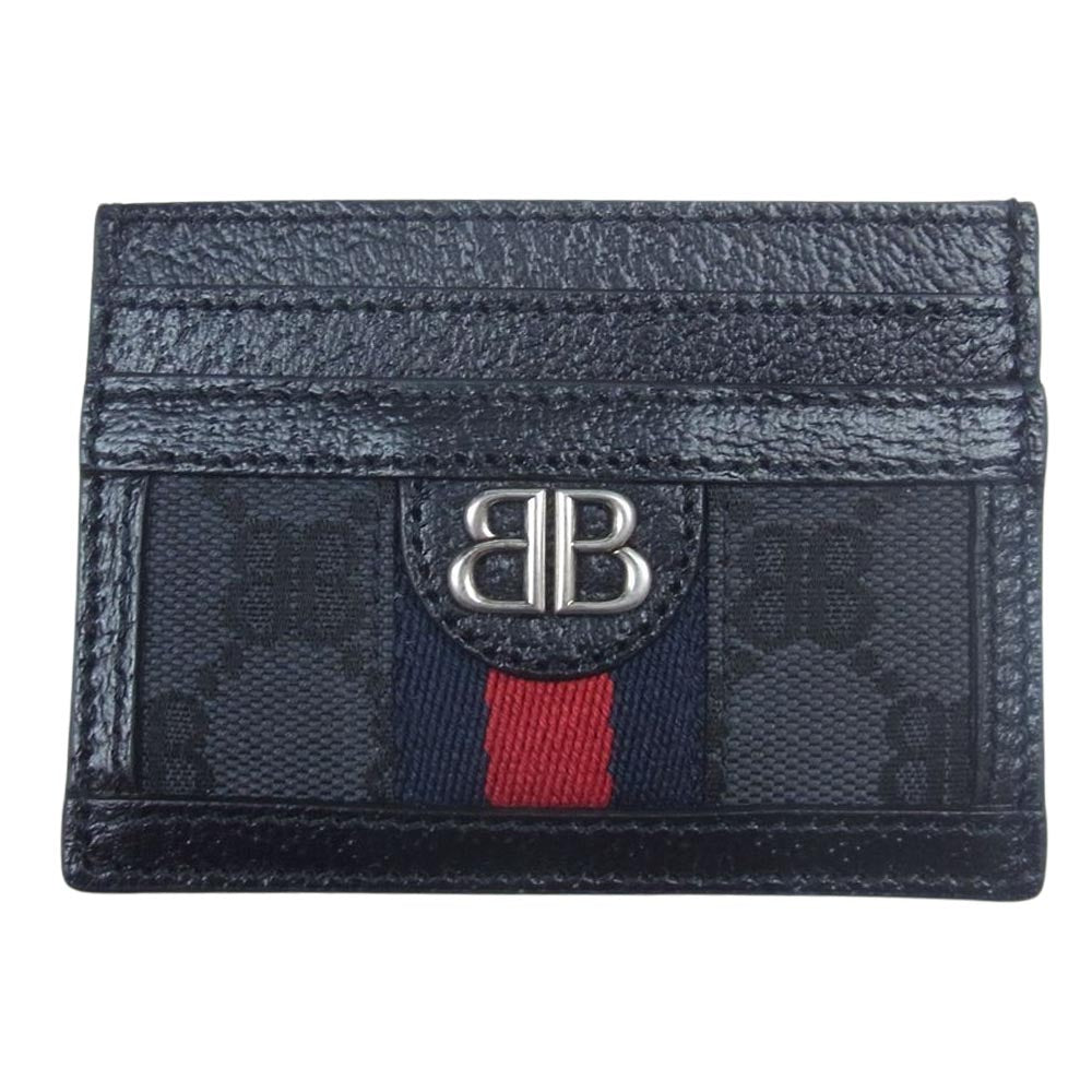 GUCCI グッチ BALENCIAGA バレンシアガ The Hacker Card Case Canvas Jacquard ハッカープロジェクト キャンバス カードケース ブラック系【極上美品】【中古】