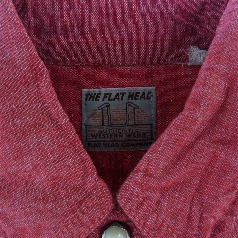 THE FLAT HEAD ザフラットヘッド シャンブレー ウエスタン シャツ レッド系 34【中古】