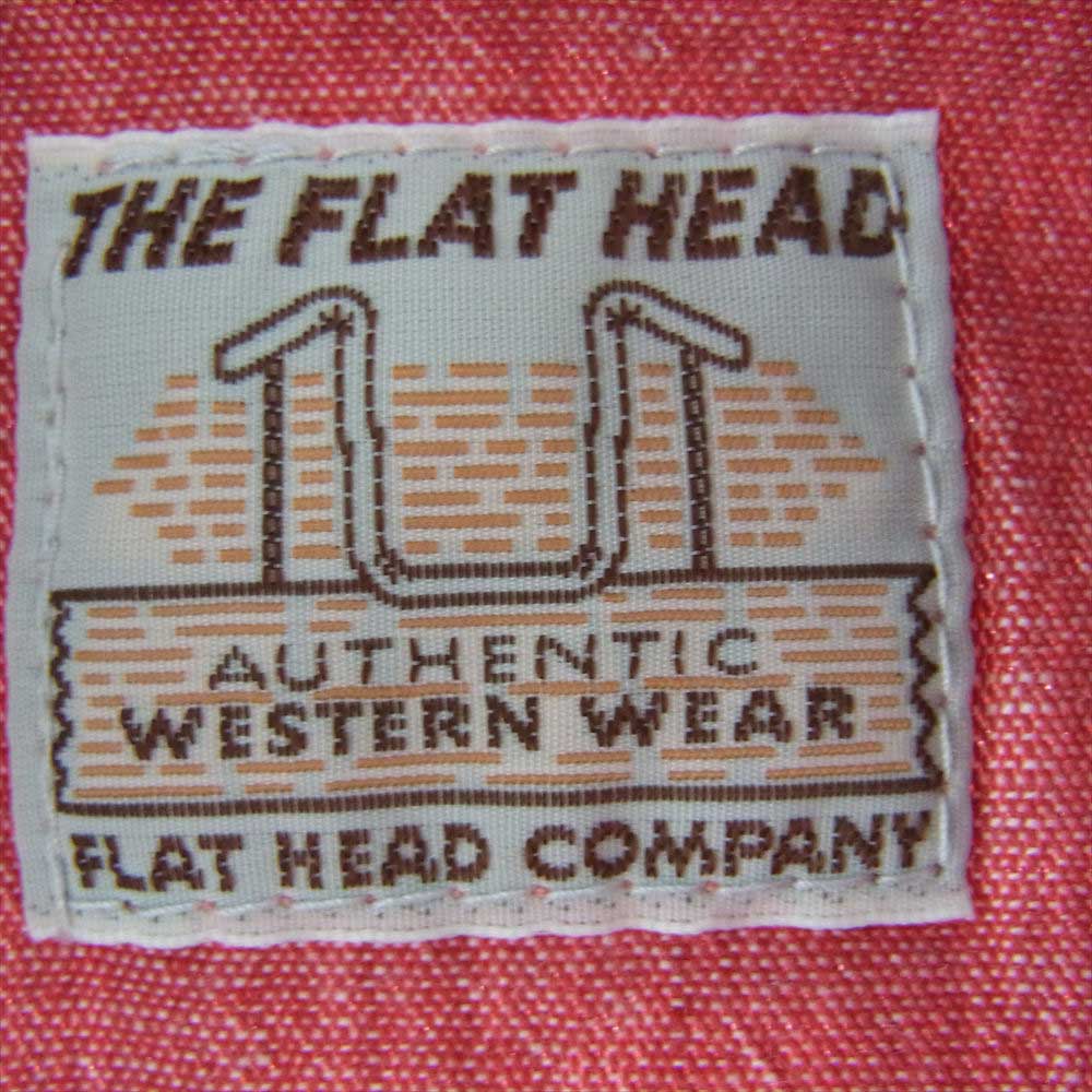 THE FLAT HEAD ザフラットヘッド シャンブレー ウエスタン シャツ レッド系 34【中古】