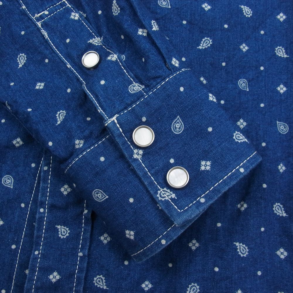 THE FLAT HEAD ザフラットヘッド ペイズリー ウエスタン シャツ インディゴブルー系 34【中古】